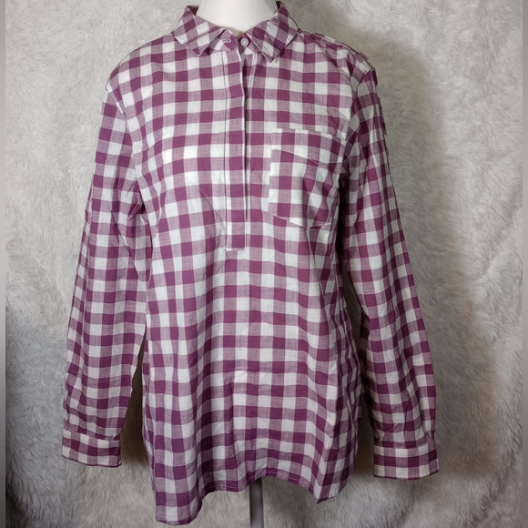 Goodthreads Purple and White Gingham Long Sleeve Popover Size Medium - Picture 1 of 6